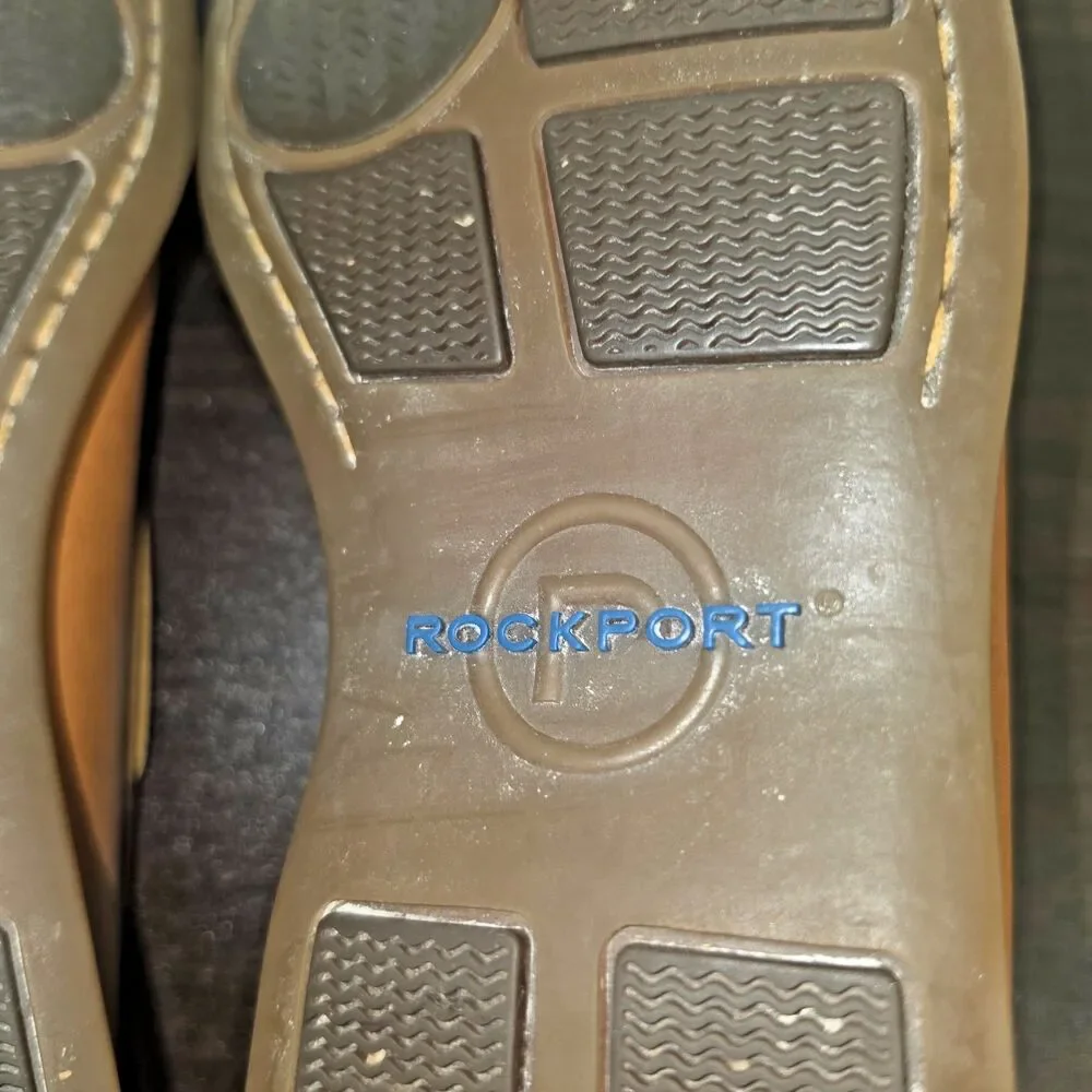 Rockport Genuine Handsewn Boat Shoes Men's 10.5M Brown Leather Moc Toe Casual